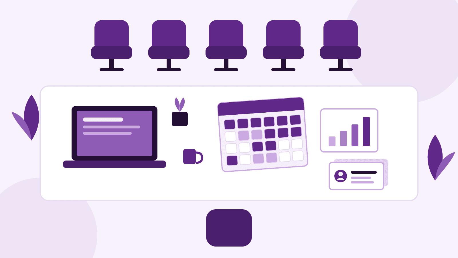 Illustration du bureau d’un fondateur avec un agenda chargé et une rangée de chaises vides à pourvoir, montrant le défi de recruter après une levée de fonds