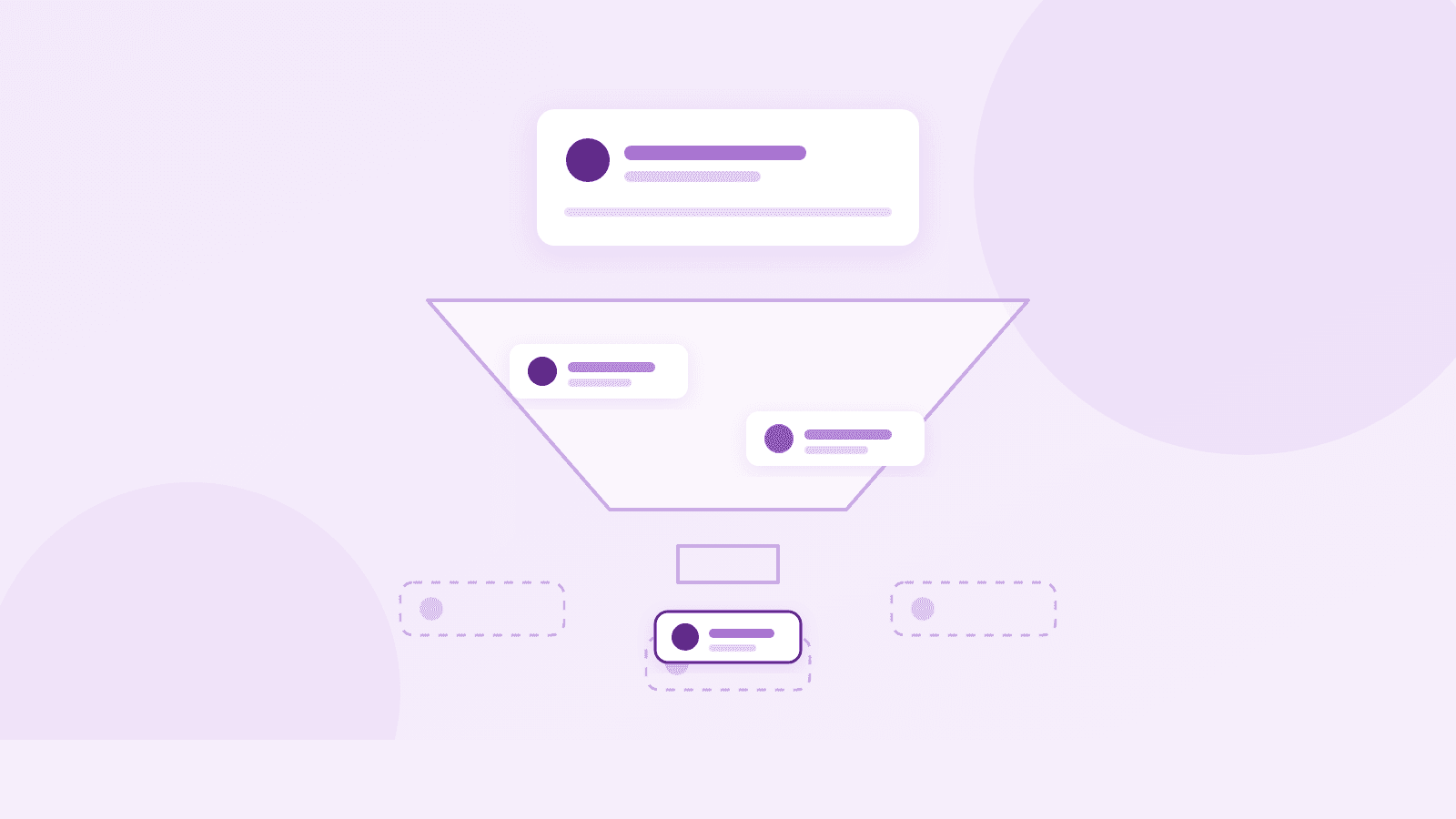 A nearly empty applicant funnel with one job-post card at the top, illustrating a founder facing not enough applicants on a small team