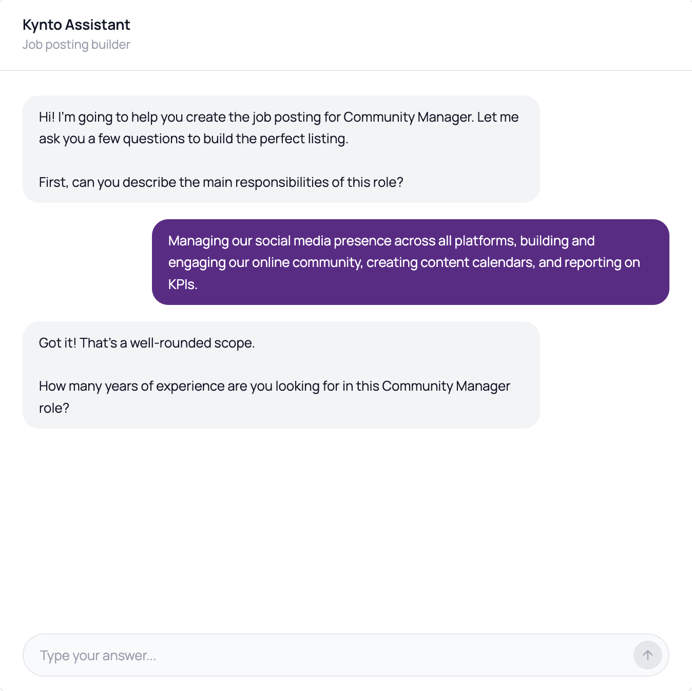 Kynto Job Description Creation Interface