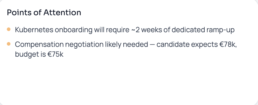Points of attention — Kubernetes onboarding, compensation negotiation